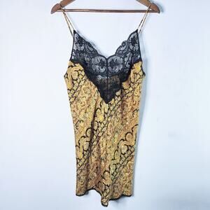 Vintage Val Mode Lingerie Gold Lace Mini Gown and Robe Set Size Large Sleepwear
